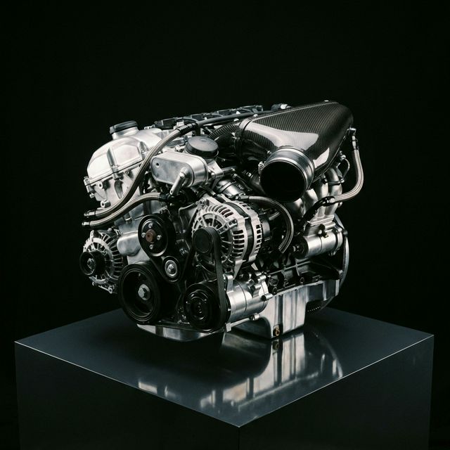 A premium studio shot of a BMW B58 straight-six engine